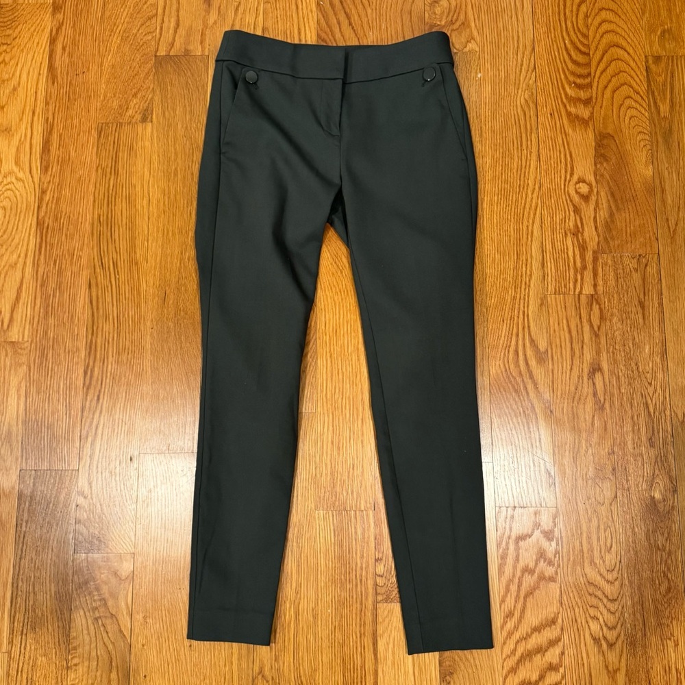 Loft Marisa Dark Olive Button Stretch Skinny Pants 0P 0 Petite